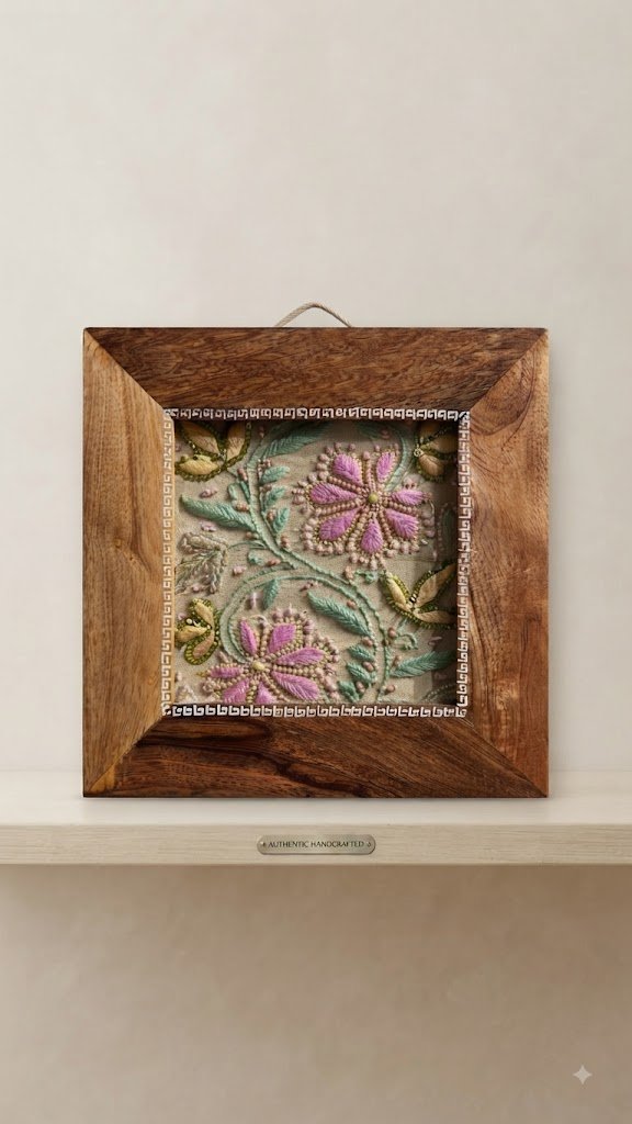 Hand-Embroidered Antique Wall Frame