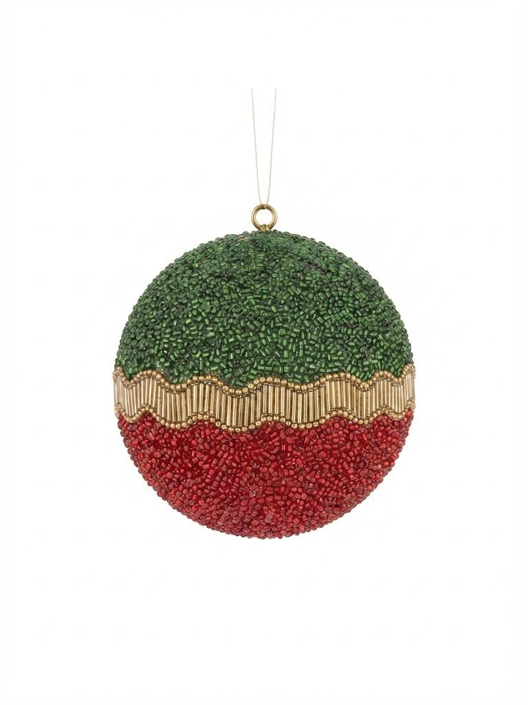 Hand-Beaded Tri-Color Bauble Hanging Decor