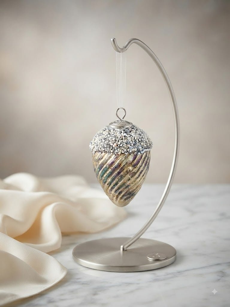 Vintage Mercury Glass & Beaded Cap Teardrop Hanging Decor