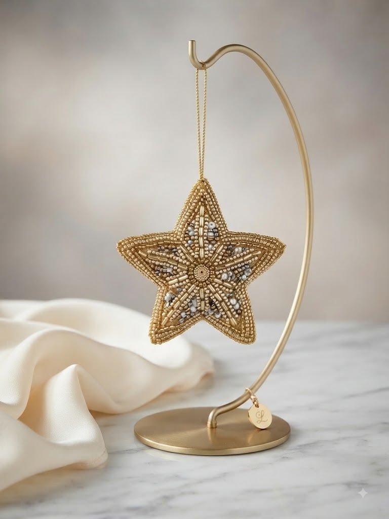 Gilded Splendor Hand-Beaded Star Hanging Decor