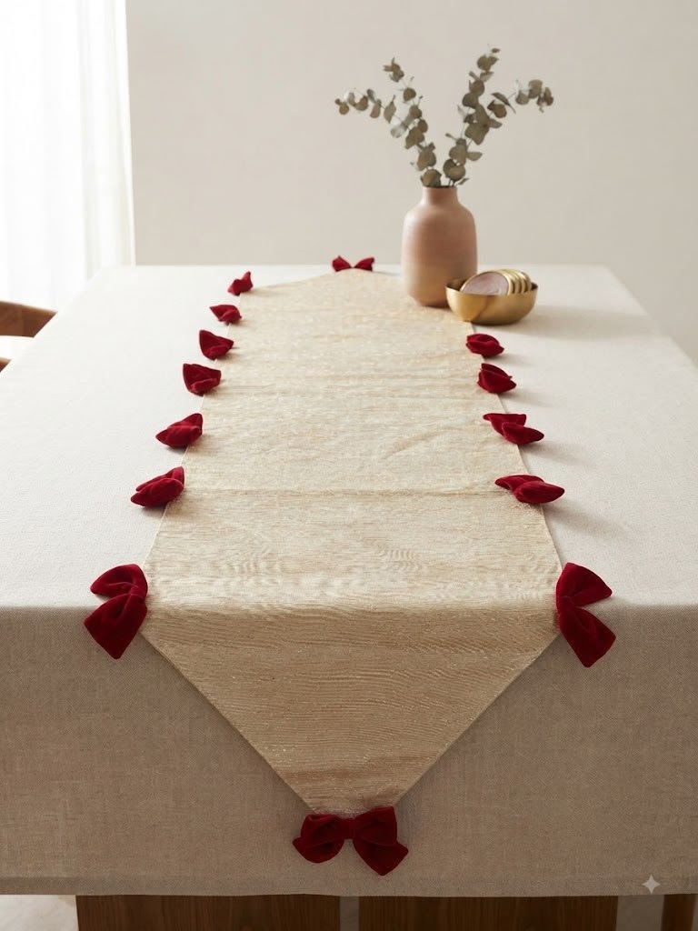 Velvet Bow Accented Table Runner