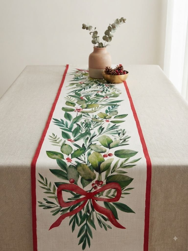 Christmas Garland Pure Cotton Table Runner