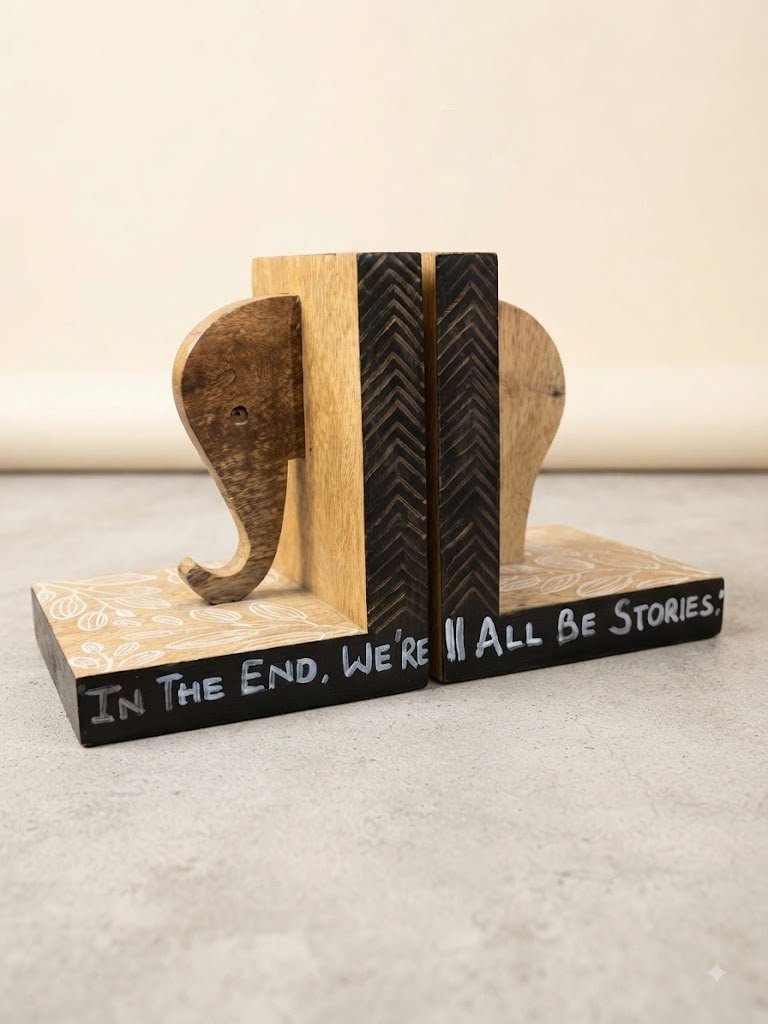 Wooden Elephant Bookends