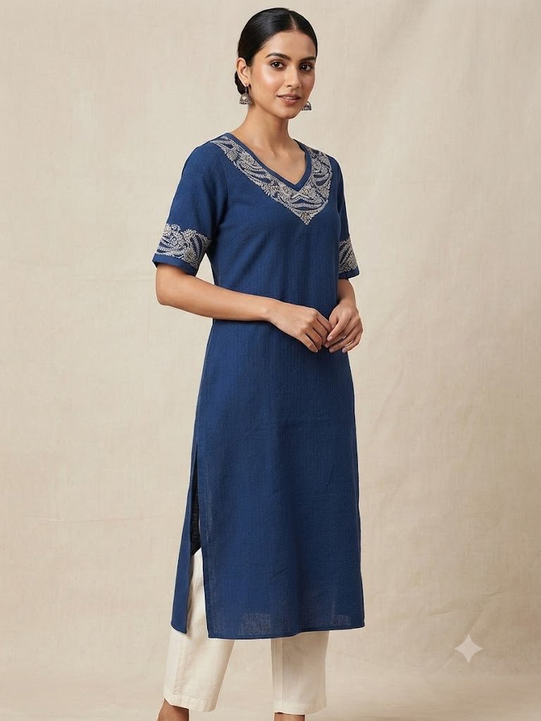 FabIndia Blue Chikankari Kurta
