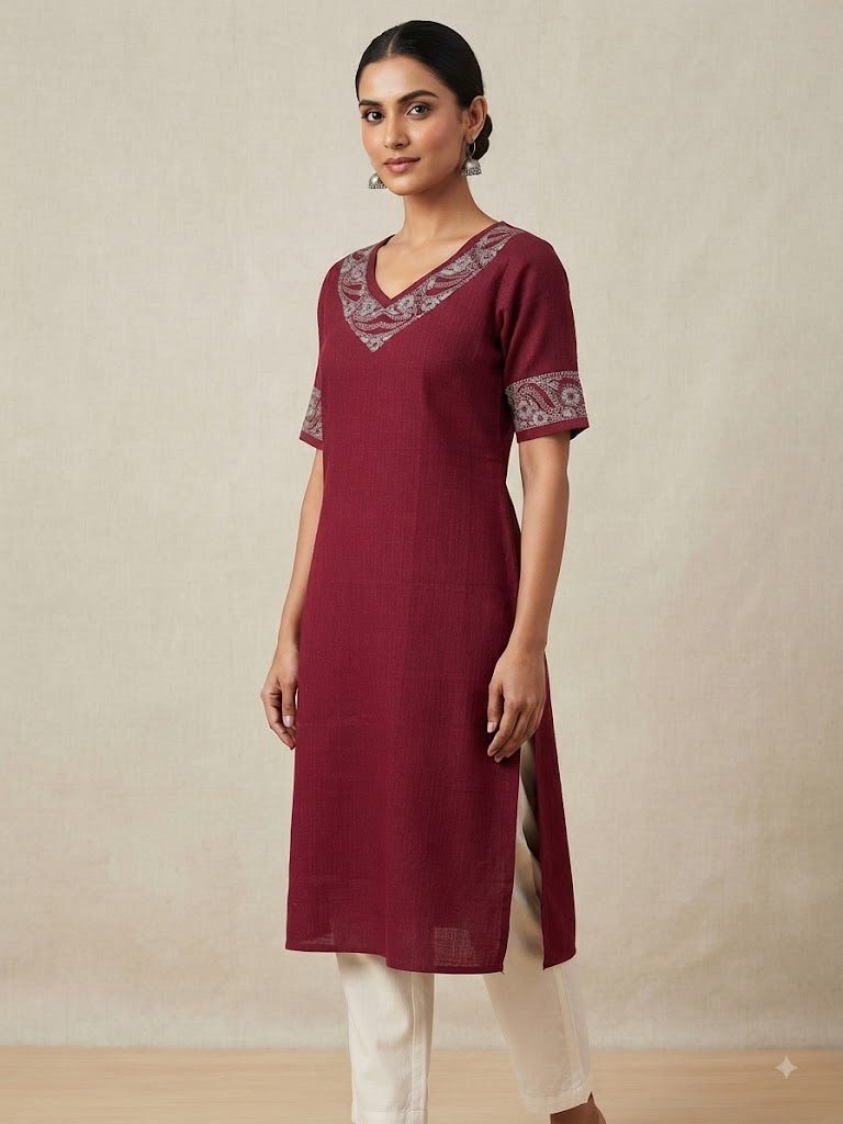 FabIndia Fine Cotton Chikankari & Mukesh Kurta