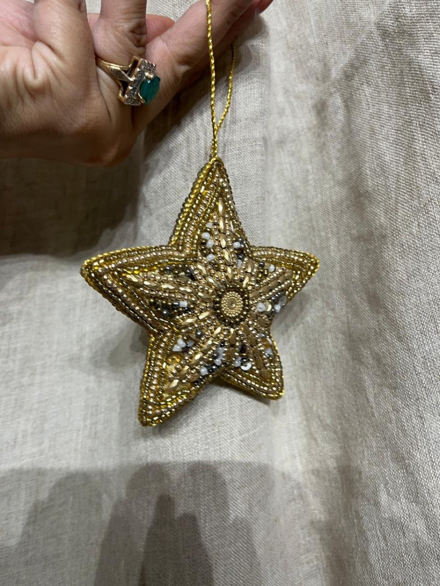 Gilded Splendor Hand-Beaded Star Hanging Decor