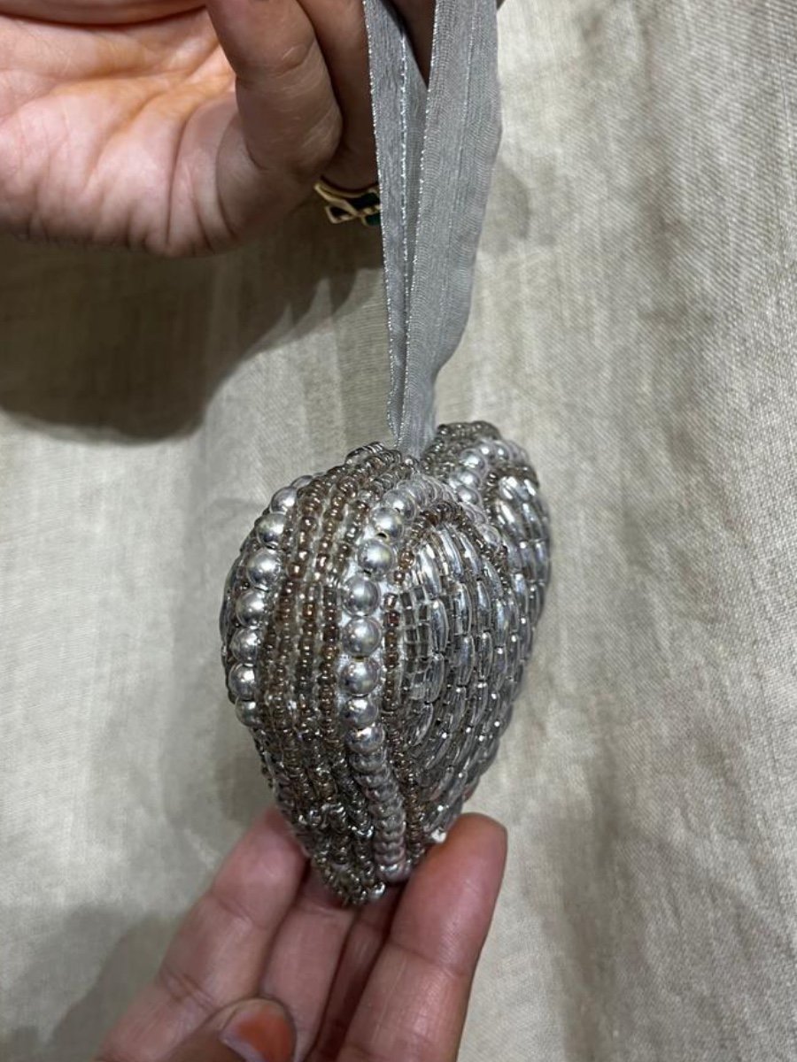 Rose Gold & Silver Bugle Beaded Star Hanging Decor photo 2