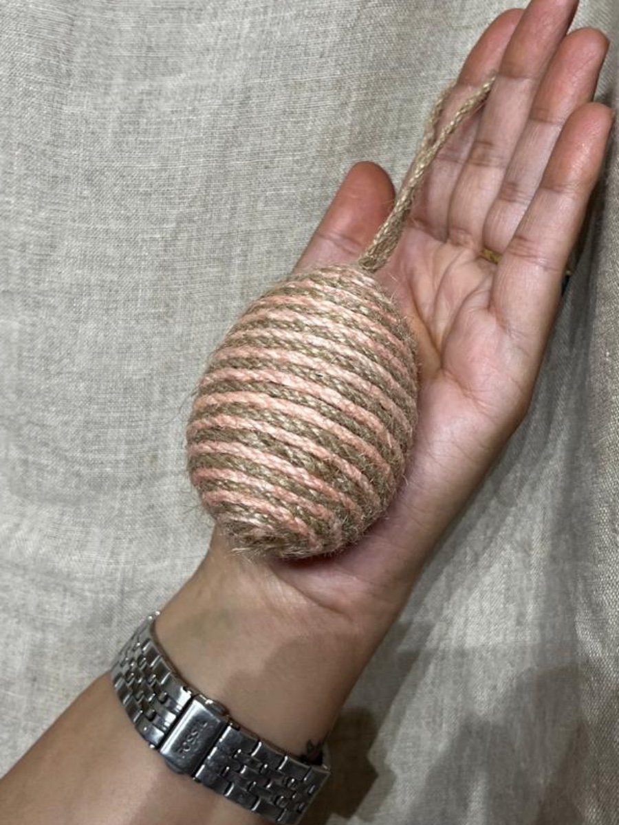 (Set of 3) Two-Tone Jute & Twine Egg Hanging Decor photo 2
